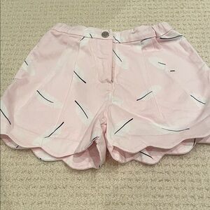 Jacadi Pink and White Scalloped High Waist Shorts